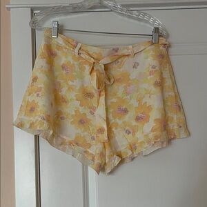 Watercolor Yellow Ruffle Shorts